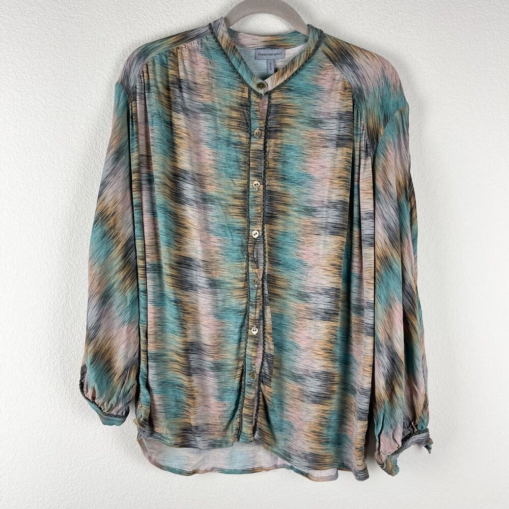 Anthropologie Conditions Apply Top Womens Medium Watercolor Boho Aztec Artsy